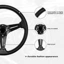 Universal Racing Steering Wheel, 13.8 Inch 6 Bolt Anti-Slip Leather and Aluminum Gaming Steering Wheel with Horn Button for Chevy C10 Racing/Car Sim Driving/Racing Steering Whee black