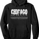 Chicago Windy City Skyline and Reflection Hoodie Pullover Hoodie, Size M