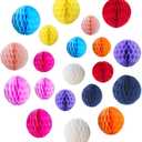 20pcs Honeycomb Flower Balls - Party Decoration Paper Flower Balls Tissue Paper Pom Poms for Birthday Wedding Home Decor (3inch+6inch, Colorful)