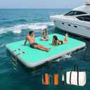 Inflatable Floating Dock, Water Island Float Raft Mat with Non-Slip Surface, 5FT/8FT/10FT Air Deck Platform, 6 Inch Thick for Pool, Lake, River, Beach, Ocean