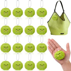 Simgoing 15 Pcs Tennis Senior Night Keychain Gift Bulk Mini Plush Ball Prizes Funny Sports Players Team Party Favors Gifts for Group (Yellow Green)