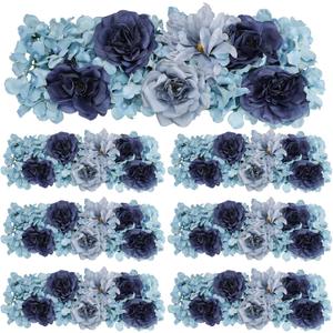 DIYDOFUN Pack of 4 Artificial Flower Wedding Arch Decorations, 18 inch Floral Wall Backdrop Centerpieces for Party Bridal Shower Event Table Wall Arrangement Navy Blue