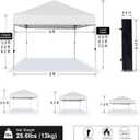 Pop Up Canopy Tent 8X8 FT,Easy Set-up Sade,Instant Shelter w/Canopy Cover,4 Ropes,Adjustable Straight Leg Heights Canopies,Outdoor Patio Tents for Parties,Commercial,White