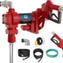 Handor 12V 25 GPM Fuel Transfer Pump with Discharge Hose & Manual Nozzle for Oil Fuel Diesel Biodiesel Ethanol Methanol Blends Kerosene Gasoline