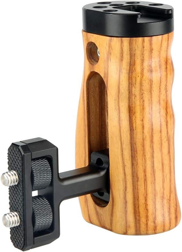 NICEYRIG Universal Side Wooden Handle Handgrip with Cold Shoe for DSLR Camera Cage