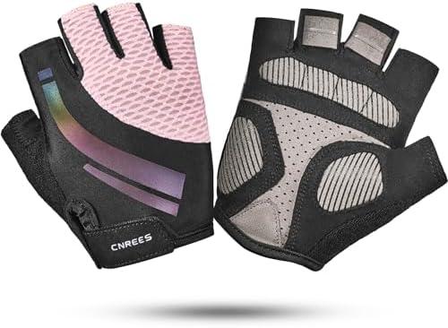 cnrees Kids Cycling Gloves for Boys Girls Half Finger Breathable Non-Slip Bike Gloves with Padded for Balance Bike Mountain BMX Scooter Outdoor Sports, L