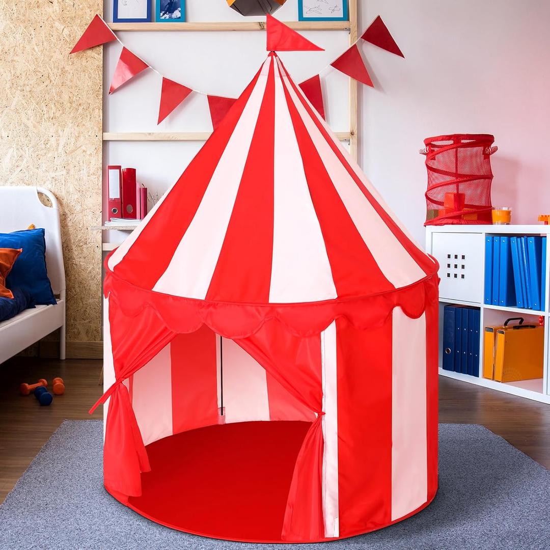 Circus Tent Red Floor Play Circus Tent Large Playhouse Castle for Play and Games Indoor and Outdoor Boys Girls Kids Camping Activity Toys