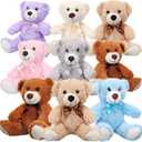 Zhanmai 9 Packs Cute Bear Stuffed Animals 14 Inch Plush Bears in 7 Colors Stuffed Animals Bulk for Valentine Gift Graduation Baby Shower Birthday Party Favor(Multicolor) (Beige, Brown, Pink, Blue, White, Light Purple, Gray)