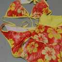 Floerns Women's 3 Piece Bikini Sets Boho Floral Print Halter Swimsuit Layered Ruffle Bathing Suit (M)