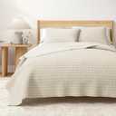 Great Bay Home Full/Queen Size Taupe 100% Cotton Honeycomb Waffle Quilt and Sham Set - Garment Washed, Waffle Weave Like Texture, Lightweight 3-Piece Bedding Set (Natural)