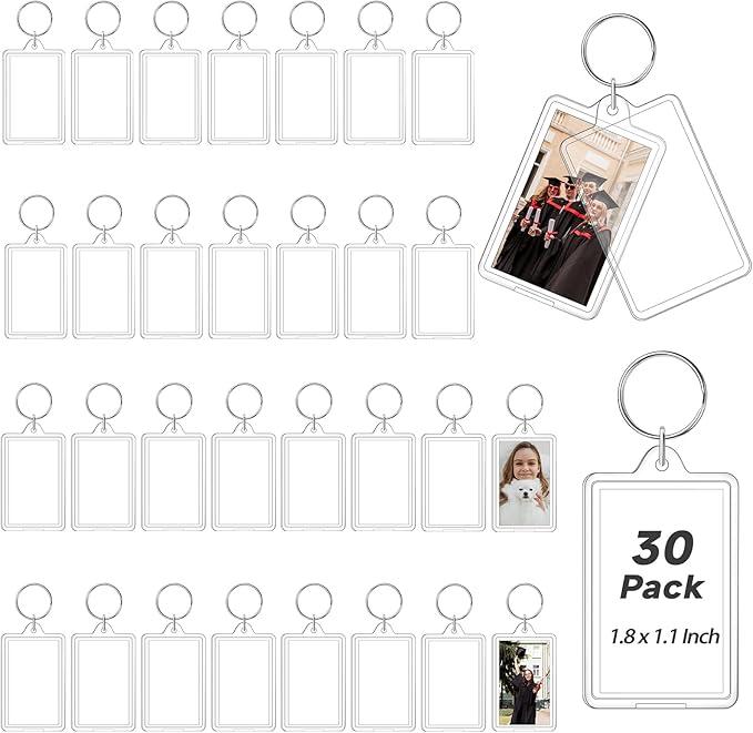 Photo Keychain, Acrylic Picture Keychain Holder, Personalised Keychains Photo Frame for Insert 1.8 x 1.1 Inch Photo