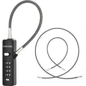 Cable Locks with Combination, 3 Interchangeable Locking Cables with 4 Digit Combination Lock, Wide Use for Security Link to Bike, Gate, Fence, Travel Luggage, Cabinet (Black)