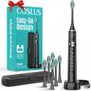 COSLUS Sonic Electric Toothbrush for Adults: 47000 VPM for Deep Cleaning & Whitening with Travel Case - 5 Modes for Sensitive Teeth & Braces, Wireless Charging, 6 Brush Heads for Family, Black (1PC)