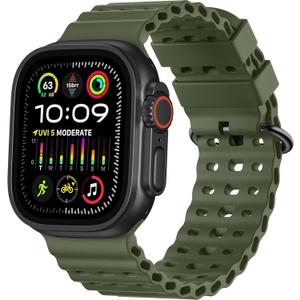 Lerobo Compatible with Apple Ultra Watch Bands Ultra 3 2 1 49mm Series 11/10 46mm Series 9/8/7 45mm Series 6/5/4/SE3/SE2/SE 44mm S3/2/1 42mm, Silicone Comfortable Watch Band for Men Women, Army Green