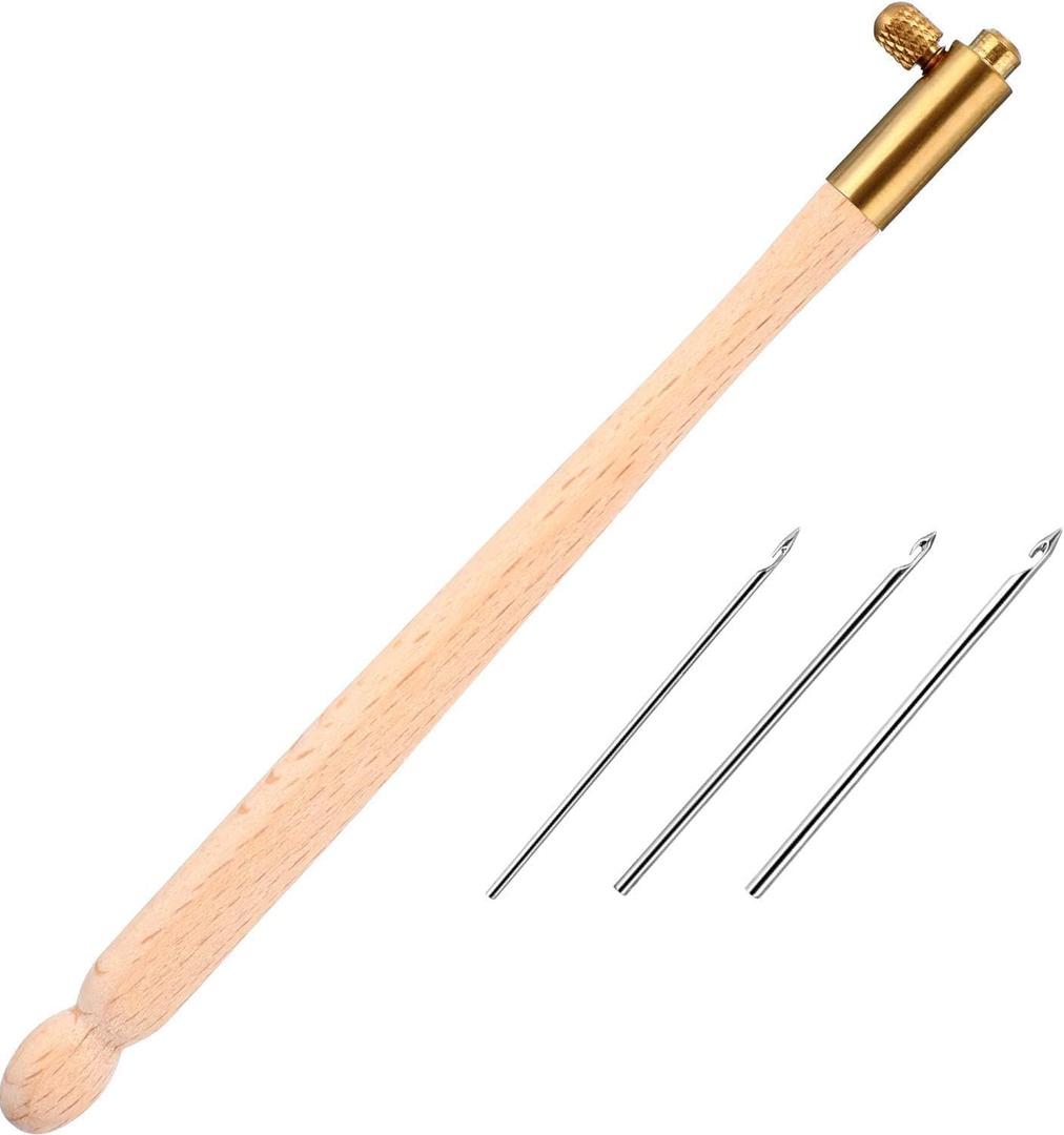Meekoo Tambour Hook with 3 Needles 70# 90# 100# Tambour Embroidery Kit Tool Crochet Hook Kit Sequin Beads Needle Set for Embroidery Sewing Crafting Handmade Artwork Making Gifts for Protect Hands(1)
