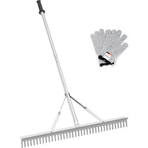 Landscape Rake 36 Inch Head, Leaf Rakes for Lawns with 67 Inch Handle, Aluminum Yard Tool for Loosening Soil, Landscaping Lawn Care , Lake Garden Pond and Beach Care