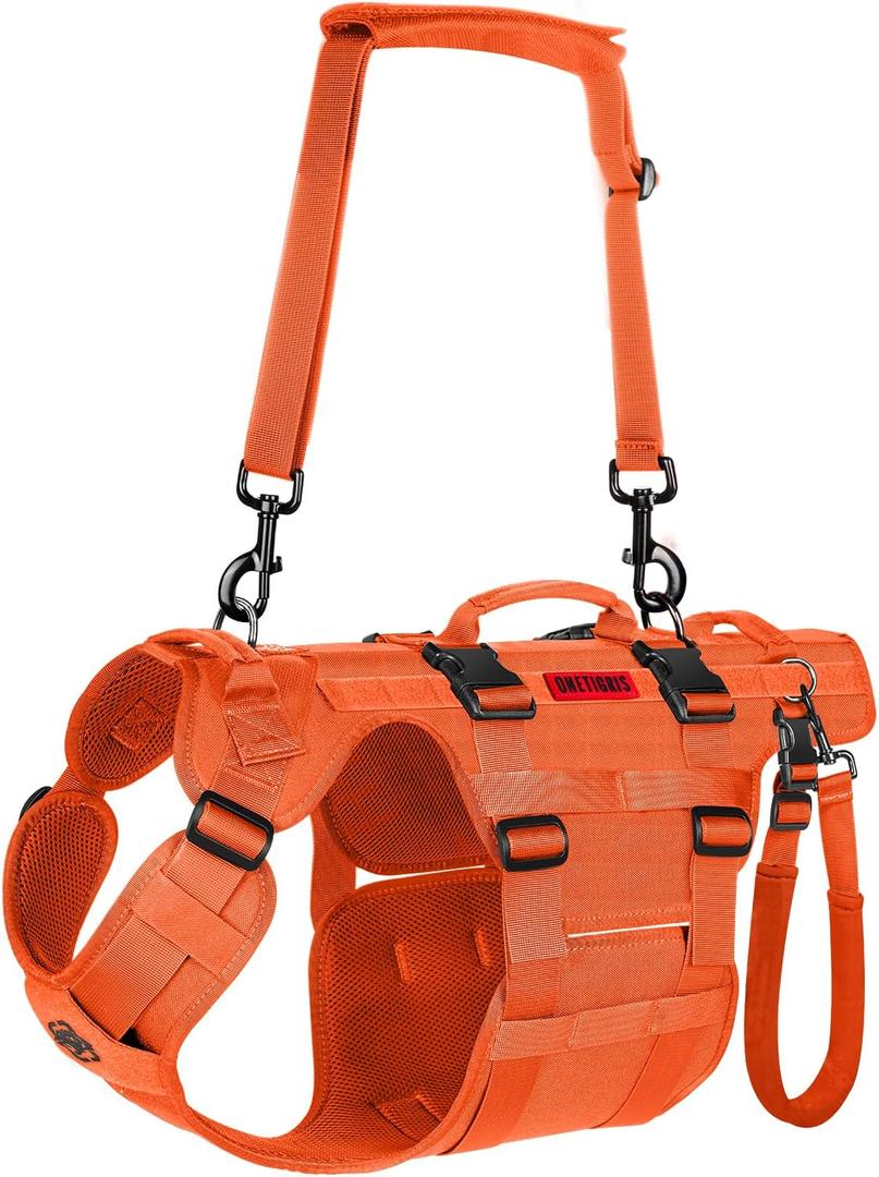 OneTigris Dog Lift Harness for Medium Dogs, Dog Hip Support Brace, Full Body Dogs Lifter with Handles Invictus Multifunctional Mobility Assistance Vest for Back Legs (Orange) M