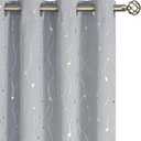 BGment Room Darkening Curtains 63 Inches Long, Grommet Thermal Insulated Blackout Curtains with Wave Line and Dots Printed for Bedroom, 2 Panels, Each 52 x 63 Inch, Light Grey