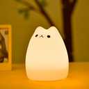 Lueudu Cat Night Light, USB Rechargeable Silicone Cute Night Light for Kids Baby Children, 7-Color Changing LED Cat Lamp Nursery Nightlights Christmas Gifts for Kids Bedroom (Celebrity Cat)