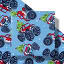 RUSPEPA Monster Truck Christmas Wrapping Paper Roll, Mini Roll, Red Truck with Christmas Tree and Snowflake, Blue Gift Wrap for Kids, Boys, Friends, Family, Xmas Holiday Gifts, 17 Inches x 16.4 Feet