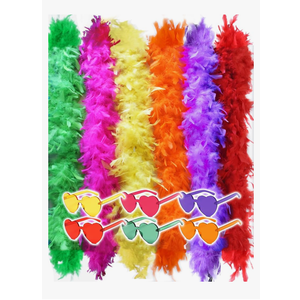 Colorful Feather Boas 6 Packs, 6.6ft Turkey Boas for Women for Bachelor