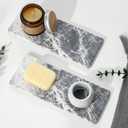 2PCS Bathroom Sink Vanity Trays, Water Absorbing Diatomite Stone Quick Drying Mat for Kitchen Counter, Dish Rack Dispenser Sponge Holder Caddy Organizer, Marble Crack, 9"x3.5"