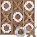 Tic Tac Toe Game 10.6 Inch Rustic Wood Board Game Coffee Table Games Tic Tac Toe Table Decor for Family Adults Travel Outdoor