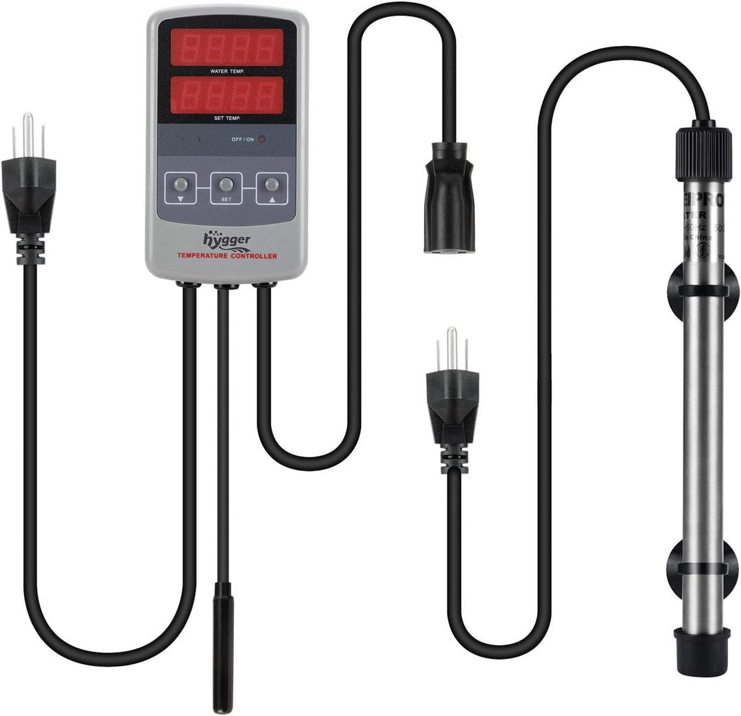 hygger Pinpoint Saltwater Aquarium Heater with Digital Thermostat IC Temp Controller, Titanium Tube Submersible Fish Tank Heater for Coral Reef 500 Watt (500w for 60-120 Gal)