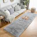 Grey Runner Rugs for Hallway 2x6 Ft, Long Bedside Rugs Bedroom Kids