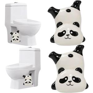 2PCS Toilet Bolt Covers Decorative, Ceramic Toilet Bolt Caps Decorative, Funny Toilets Screw Cover Caps, Lovely Panda Toilets Bowl Bolt Covers, Easy Installation Bathroom Accessories (Handstand)