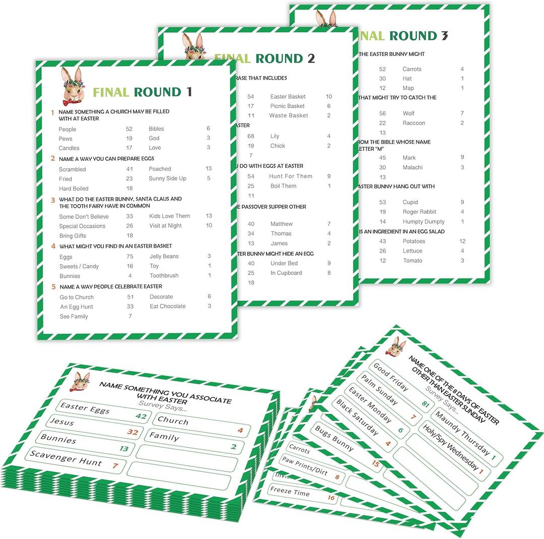 Easter Friendly Feud Game - Easter Trivia Quiz, Family Game Night, Family Friendly Quiz, Easter Party Favor Supplies (AS02)