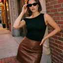 Women Off Shoulder Tops Sleeveless Shirts Y2K Going Out Crop Tank Top Black (Black, M)