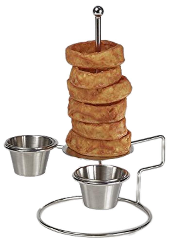 G.E.T. Enterprises 4-81878 Onion Ring Tower with 2 Holders Clipper Mill, Stainless Steel (Sauce Cups Sold Separately)