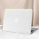 Seorsok Compatible with MacBook Air 13 Inch Case2022 2021 2020 2019 2018 Release A1932 A2179 M1 A2337 Touch ID,Elegant Leather Plastic Hard Shell Case with Transparent Keyboard Cover,White Woven