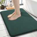 OLANLY Thick Memory Foam Small Bathroom Rugs 24x16, Extra Soft Absorbent Bath Rug, Quick Dry Bath Mats, Non-Slip, Washable Carpet for Bathroom, Tub and Shower, Home Decor Accessories, Blackish Green