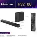Hisense HS2100 2.1 Ch 240W Sound Bar with Wireless Subwoofer - DTS Virtual X, Dolby Audio, Ezplay, 6 EQ Modes, HDMI ARC, Bluetooth 5.3