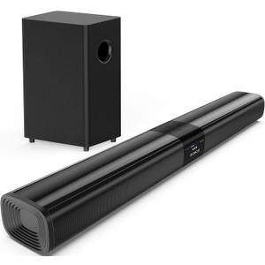 Saiyin Sound Bar for Smart TV with 5.25 Inch Subwoofer, 100W 24 Inch Soundbar for TV, TV Soundbar with Optical, ARC, AUX and Bluetooth 5.3 Inputs, Detachable Surround Sound System for TV