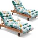 2 Pack Outdoor Chaise Lounge Chair Cushion 75.1 x 22.8 x 4.7 Inches 100% Waterproof Replacement Cotton Patio Pool Lounge Chair Cushion for Outdoor Furniture with Ties,Yellow-Green Leaf