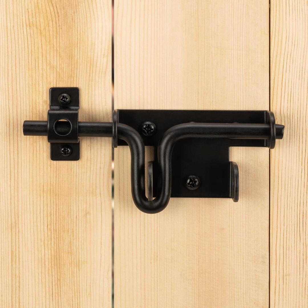 DURIGID Slide Bolt Gate Latch Heavy Duty Gate Locks for Outdoor Fence, Door Latch with Padlock Hole for Shed Door, Wooden Fence, Yard Door, Outdoor Latch, Black 1 Pack