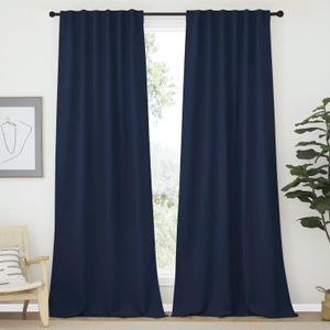 NICETOWN Window Treatment Blackout Curtains - (Navy Color) 52 inches W by 108 inches L Each Panel, Set of 2 Panels, Blackout Drape Panels for Nursery