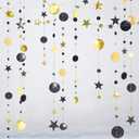 Cheerland Black and Gold Party Decorations Star Garlands Gold Black Birthday Decorations Hanging Star Streamers Graduation Decor NYE New Year Eid Ramadan Galaxy Starry Night Party Supplies