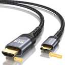JSAUX Mini HDMI to HDMI Cable 6FT, [Mini HDMI][Aluminum Shell, Braided] High Speed 4K 60Hz HDMI 2.0 Cord, Compatible with Camera, Camcorder, Tablet and Graphics/Video Card, Laptop, Raspberry Pi Zero W (Grey)