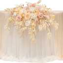 TINGE TIME Artificial Sweetheart Flower Swag with Tablecloth and Table Runner, Pack of 3 Floral Arrangement for Wedding Sweetheart Table Centerpiece Decoration (Champagne&Pink)