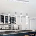 4-Lights Mini Crystal Pendant Light for Kitchen Island, Modern Led Crystal Chandelier for Dining Room Living Room 6000K