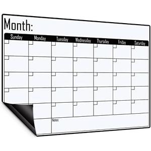 Magnetic Dry Erase Monthly Calendar Board, 16"×12‘’ Grocery to Do List Planner, Magnet Calendar Whiteboard for Refrigerator, Kitchen