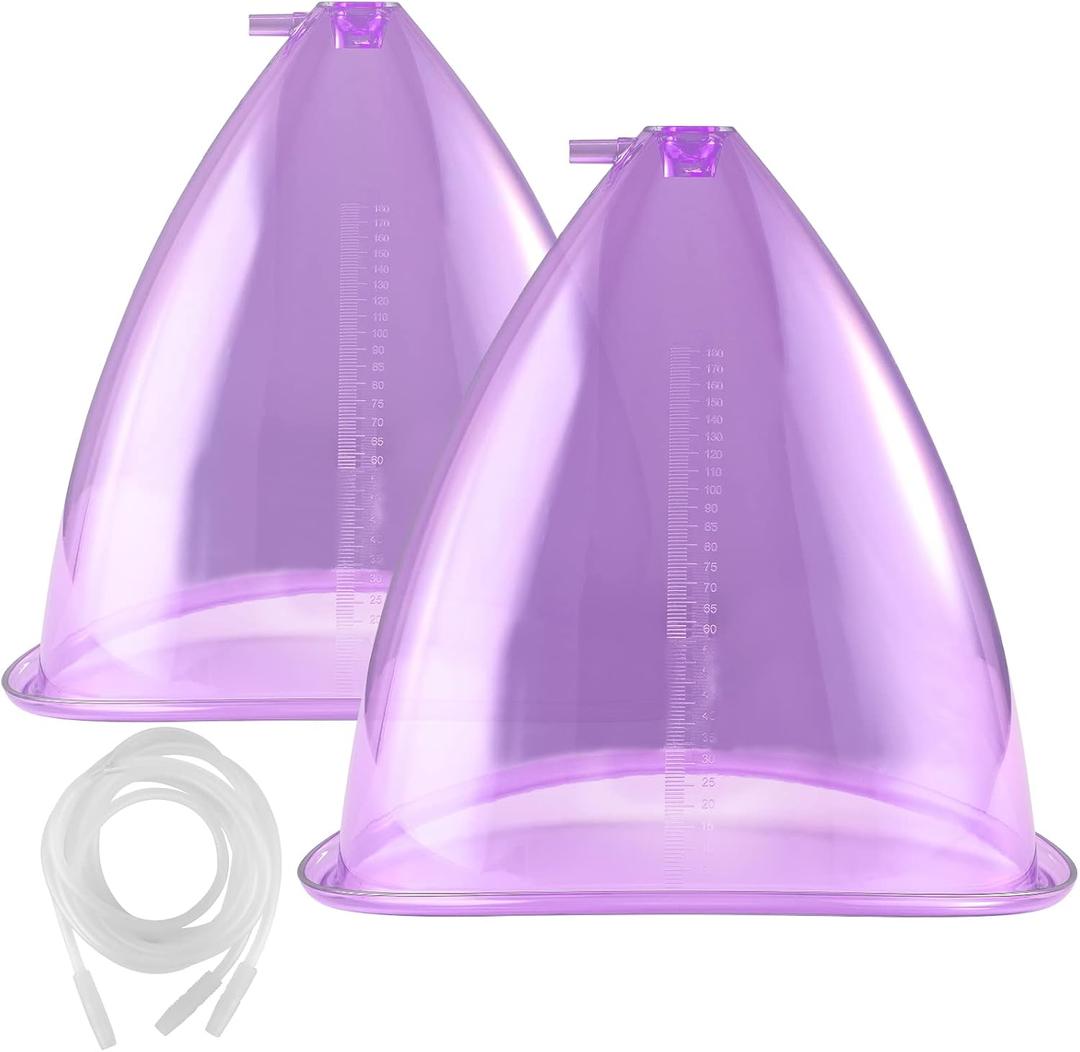 Vacuum Cupping Machine Accessories, Meifuly Premium 1800ML Extra-Large Vacuum Buttocks Lifting Butt Cups Cupping with Y Type Hose (1 Pair)