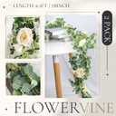 Der Rose 2 Pcs 13FT Artificial Floral Garland, Flower Eucalyptus Spring Garland with Champagne Rose, Faux Flower Vine for Wedding Decor Arch Backdrop & Table Decor