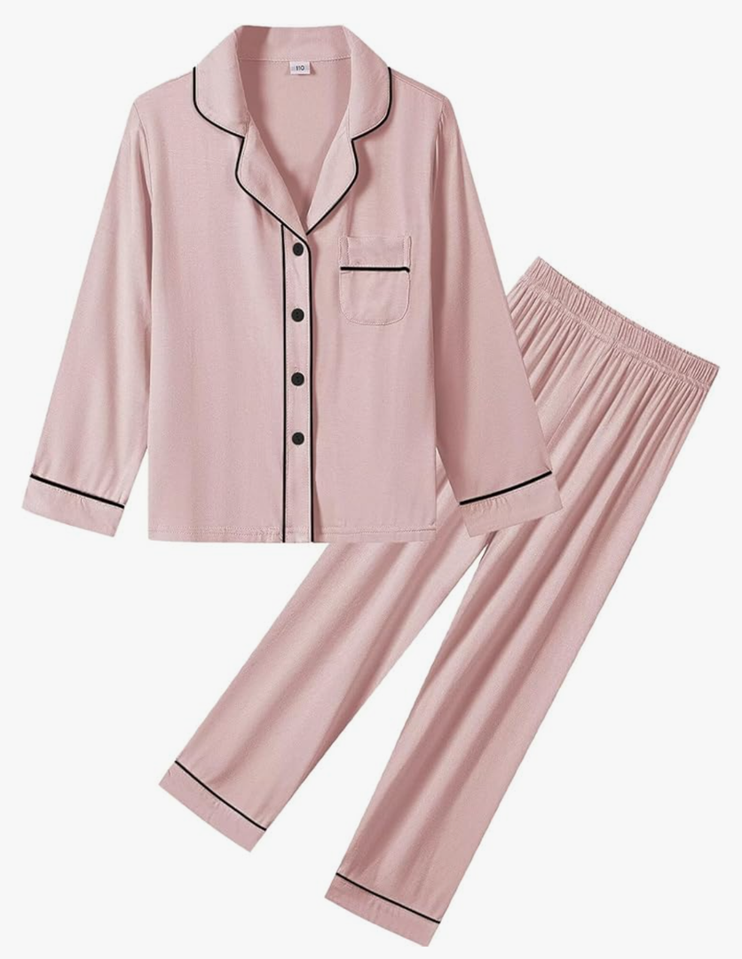 Kids Pajamas Sets Girls Boys Long Sleeve Sleepwear 2 Piece Lounge Sets Modal Button Down Pjs Set  Size 9-10 Years