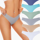 Seamless Underwear Women Pack No Show Thongs For Women Ladies Sexy Panties Underwear Breathable Comfortable 6 Packs Size S