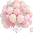 60pcs Light Pink Balloons 12inch with Pastel Pink Nude Clear Balloons for Gender Reveal Baby Shower Birthday Party Decorations